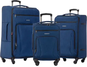Renwick 3 Piece Lightweight 4 Wheeled Spinner Carry On and Suitcase Set (Navy)