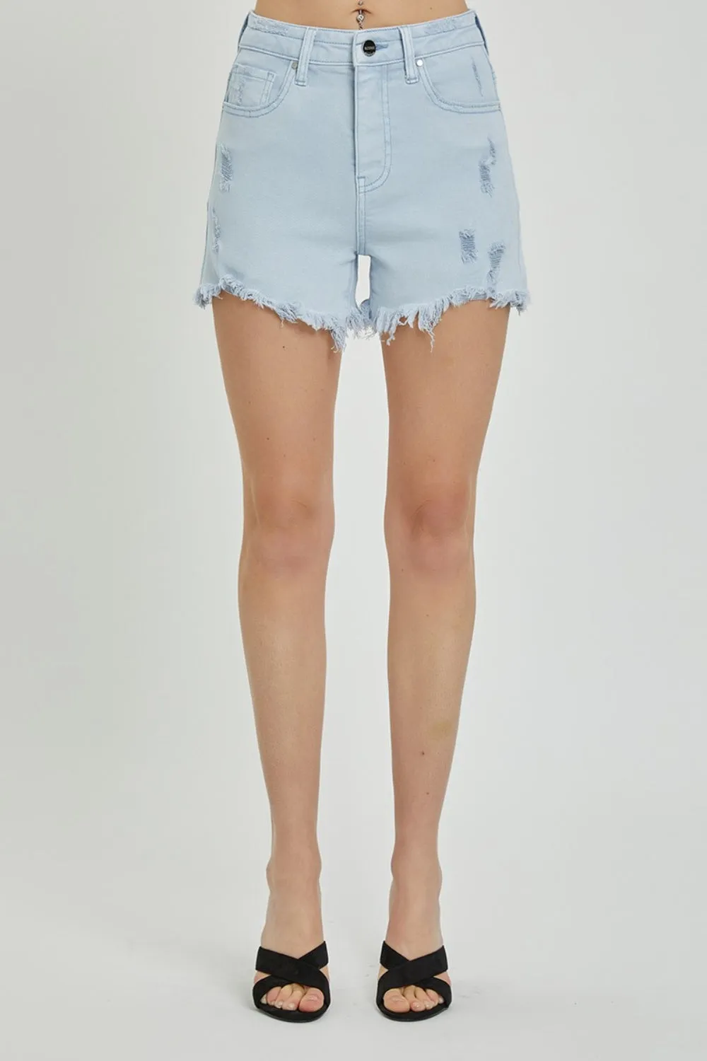 RISEN Distressed Detail Denim Shorts