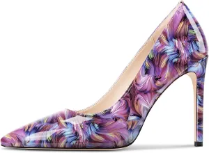 Saekcted Womens Stiletto High Heel Pointed Toe Pumps Slip-on Party Basic Classic Patent Leather 3.9 Inches Heels