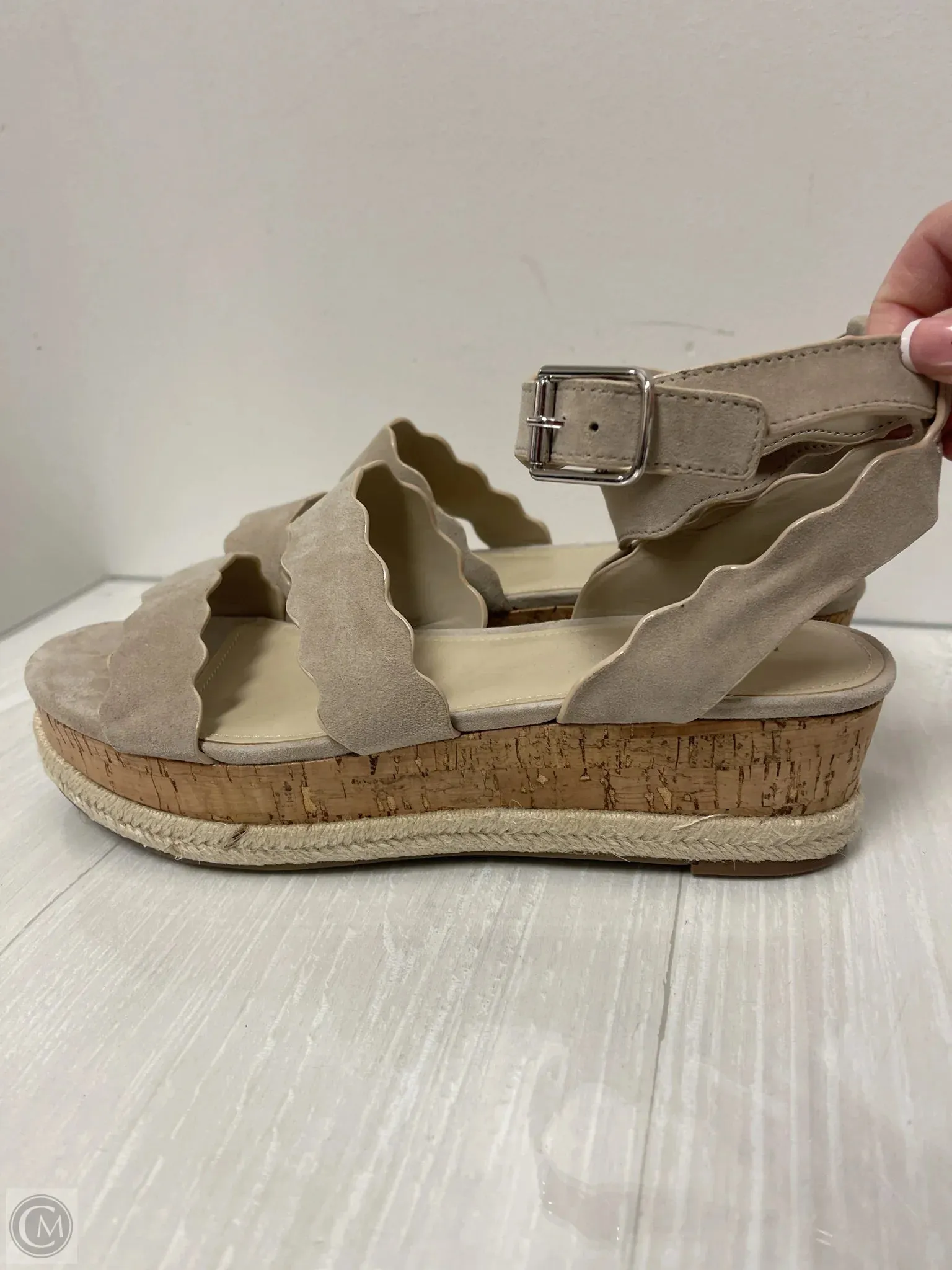 Sandals Heels Platform By Marc Fisher In Cream, Size: 9.5