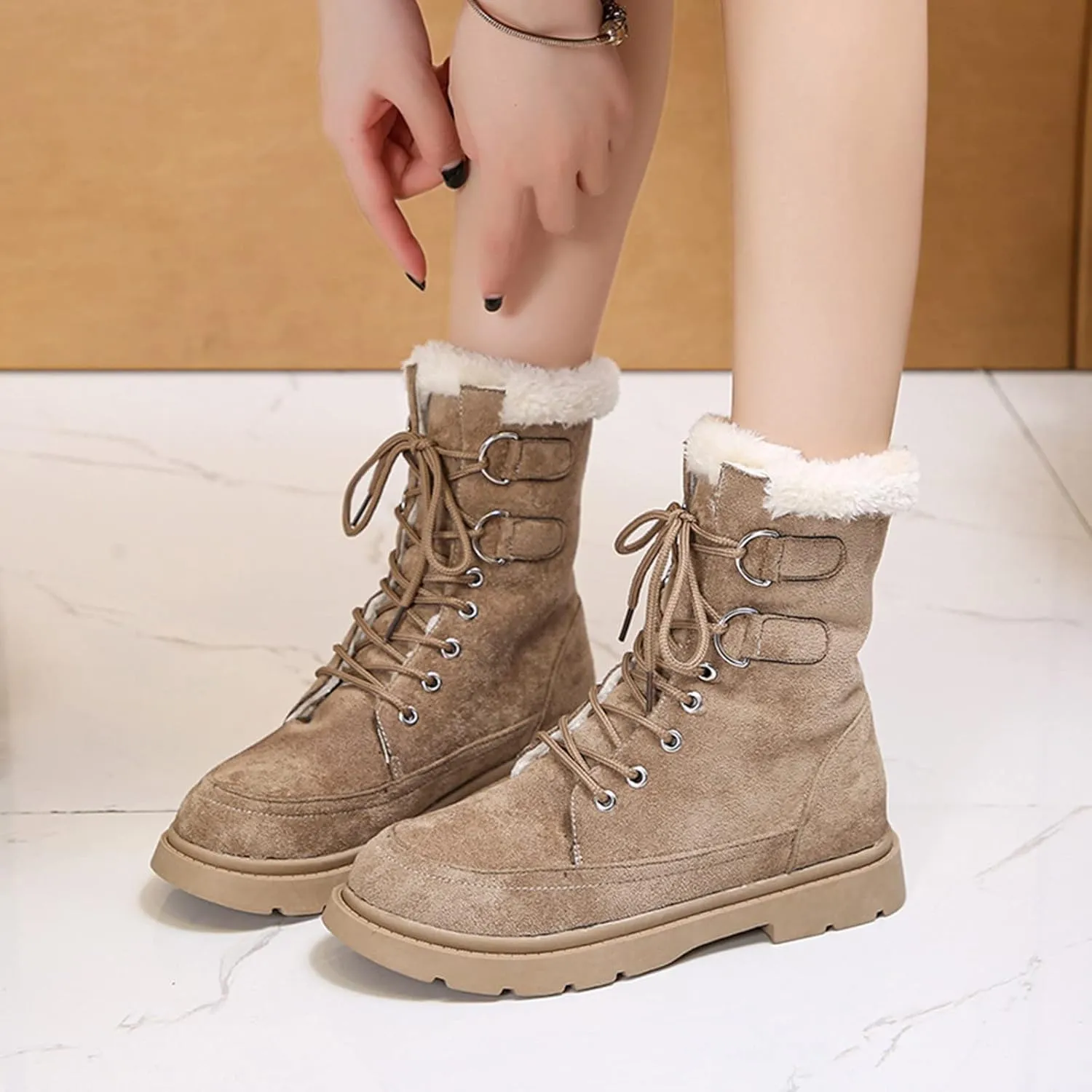 SBGMoSJ Winter Boots for Woman Cute Women's Wide Width Waterproof Slip on Ankle Boots for Swollen Feet Winter Woman Boots Women's Tall Black Winter Boots Waterproof Winter Boots Youth