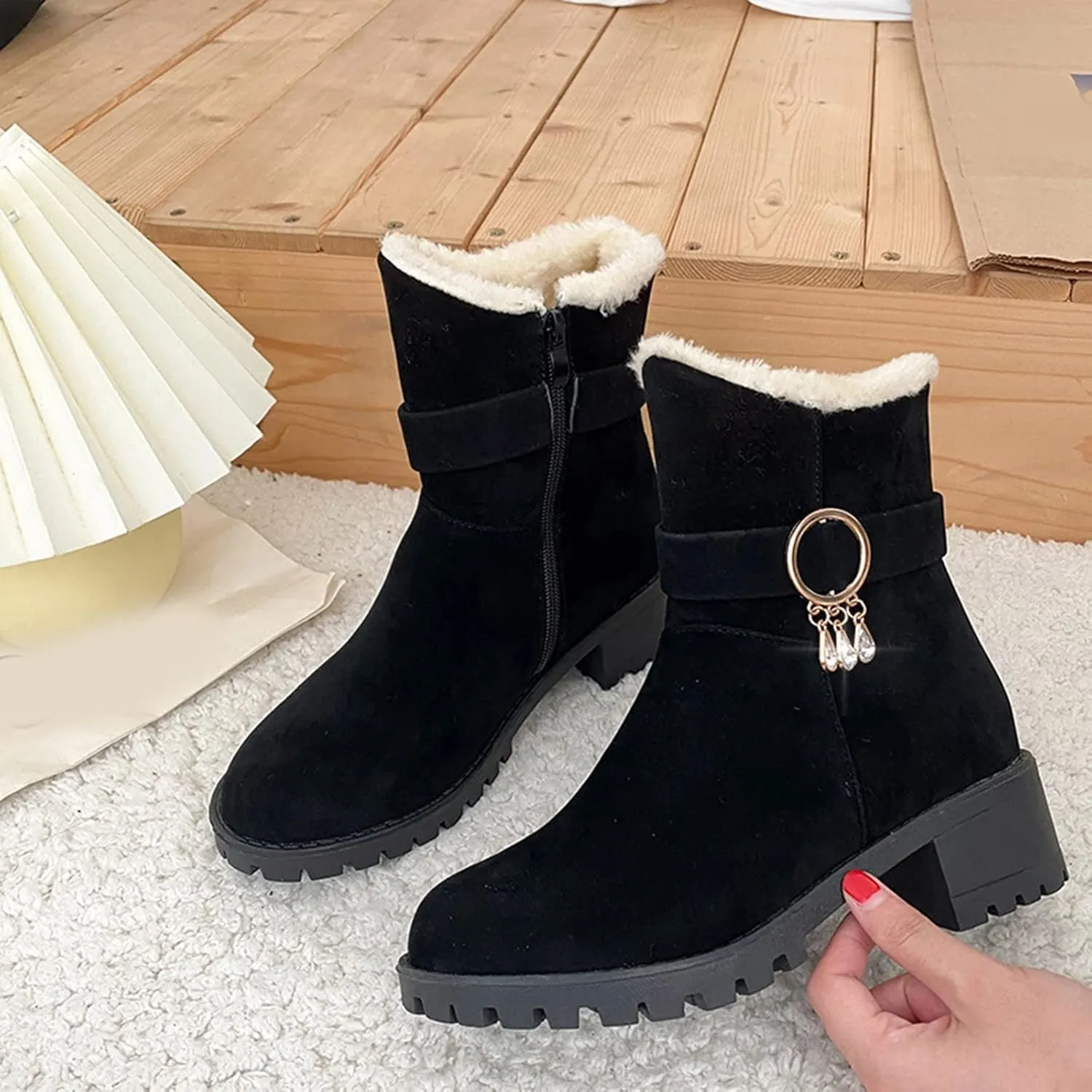 Slip on Waterproof Snow Boot Women Non Slip Snow Boots for Women Wide Women's Boots Winter Size 15 Zapatos Para La Nieve De Mujer Antideslizantes Botas De Invierno Para Mujer Negras