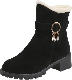 Slip on Waterproof Snow Boot Women Non Slip Snow Boots for Women Wide Women's Boots Winter Size 15 Zapatos Para La Nieve De Mujer Antideslizantes Botas De Invierno Para Mujer Negras