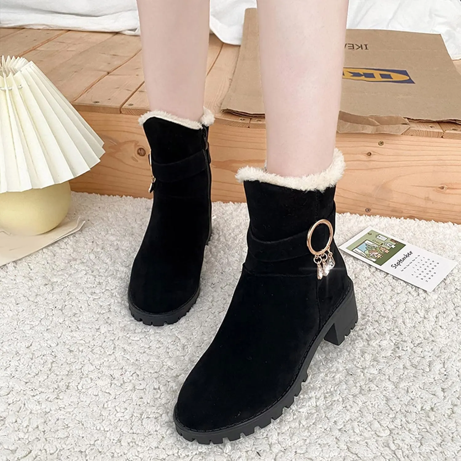 Slip on Waterproof Snow Boot Women Non Slip Snow Boots for Women Wide Women's Boots Winter Size 15 Zapatos Para La Nieve De Mujer Antideslizantes Botas De Invierno Para Mujer Negras