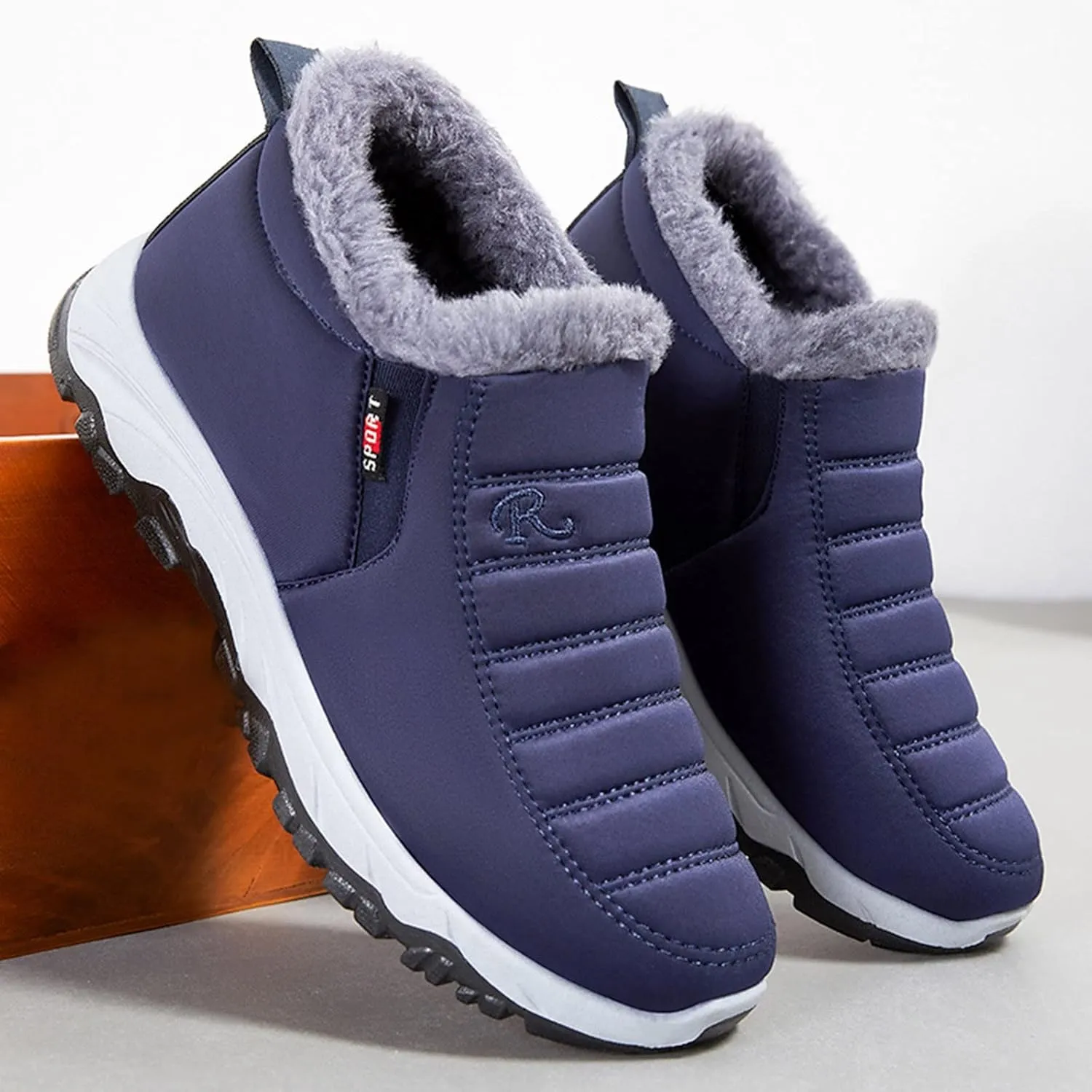 Snow Boots for Women Non Slip Women's Short Snow Boots Fur Boots for Women Winter Short Womens Lightweight Cold Weather Winter Boots, Waterproof Snow Shoes Snow Boots Wide Calf