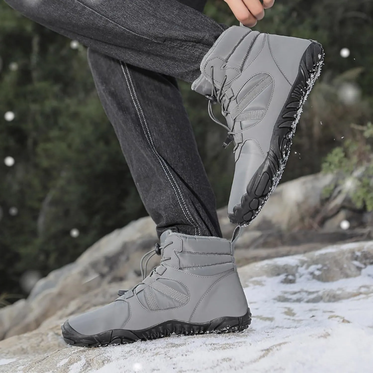 Snow Boots for Women Outdoor Wool Thickened Snow Boots Men Women Warm Non-Slip Waterproof Hiking Five Fingers Shoes
