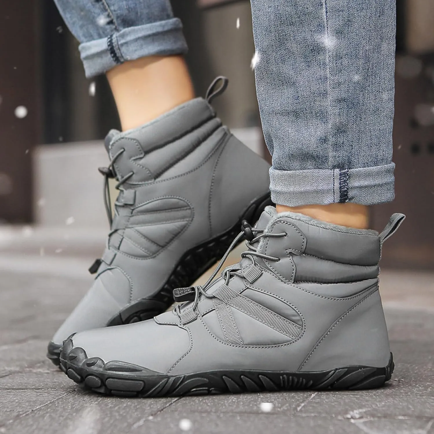Snow Boots for Women Outdoor Wool Thickened Snow Boots Men Women Warm Non-Slip Waterproof Hiking Five Fingers Shoes