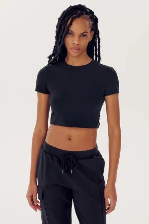 Splits59 Airweight Crop Short Sleeve Tee in Black