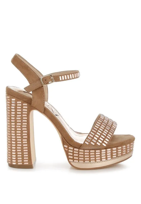 Starlet Rhinestones Embellished Ankle Strap Heels