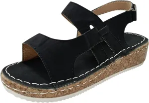 Thick Bottom Sandals for Women Orthopedic Bohemian Fashion Summer Rhinestone Memory Foam Non-Slip Shoes