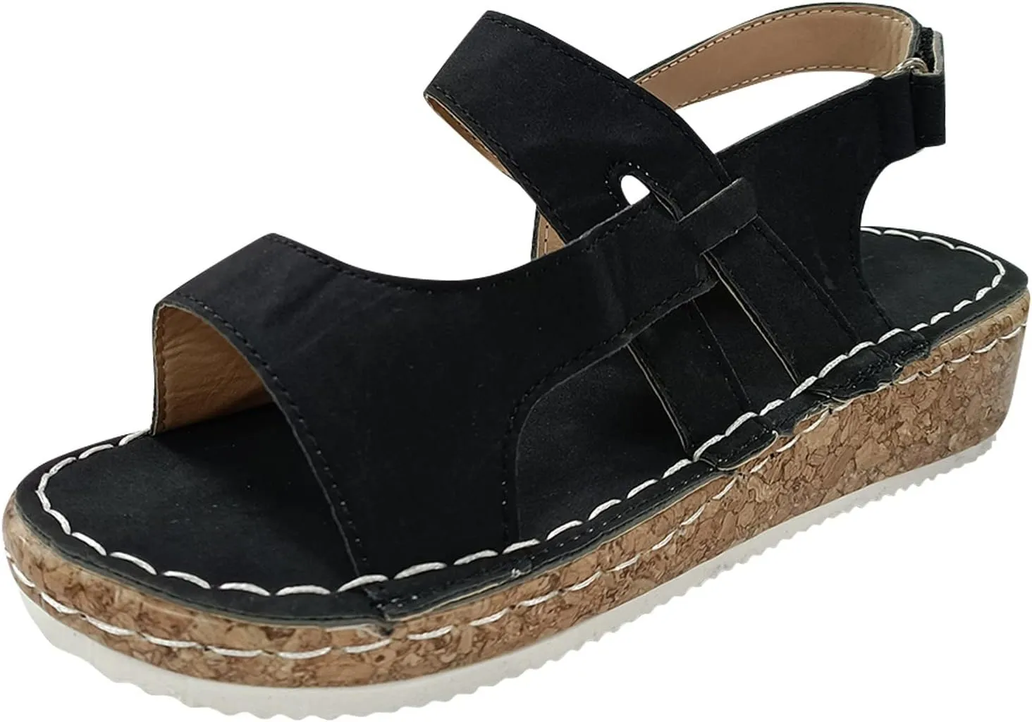 Thick Bottom Sandals for Women Orthopedic Bohemian Fashion Summer Rhinestone Memory Foam Non-Slip Shoes