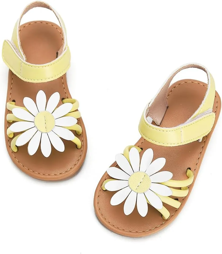 Toddler Girls Sandals Open Toe Summer Flats Flower Girl Dress Shoes for Baby Little Kids