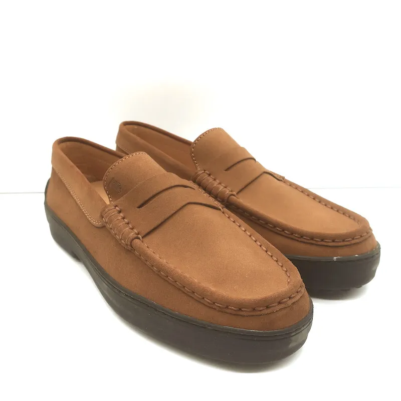 Tod's Driver Penny Loafers Brown Suede Size 8.5 NEW