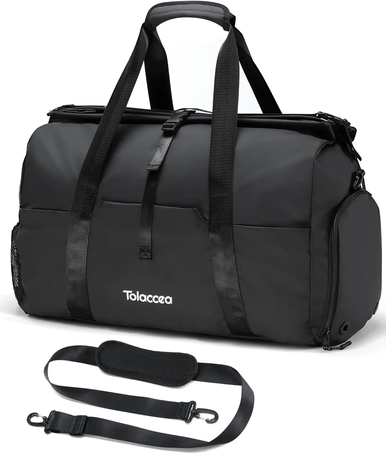 Tolaccea Gym Duffel Bag, Travel Bags Foldable Sports Duffle with Shoe Compartment & Wet Pocket, Lightweight & Water-Resistant, Perfect for Workout, Weekender Overnight & Carry-On Expandable