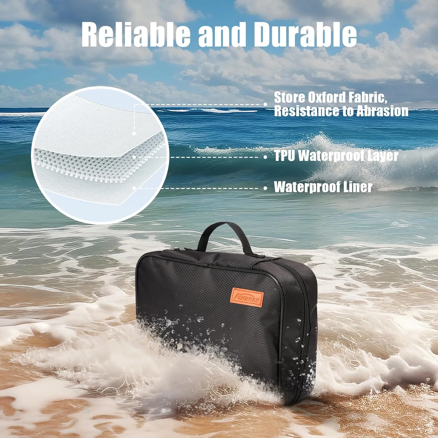 Travel Toiletry Bag, Wash Bag for Women & Men, Hanging Portable Bag with Hook, Waterproof Makeup Bag for Home Storage, Travel, Fitness, Swimming (Black)