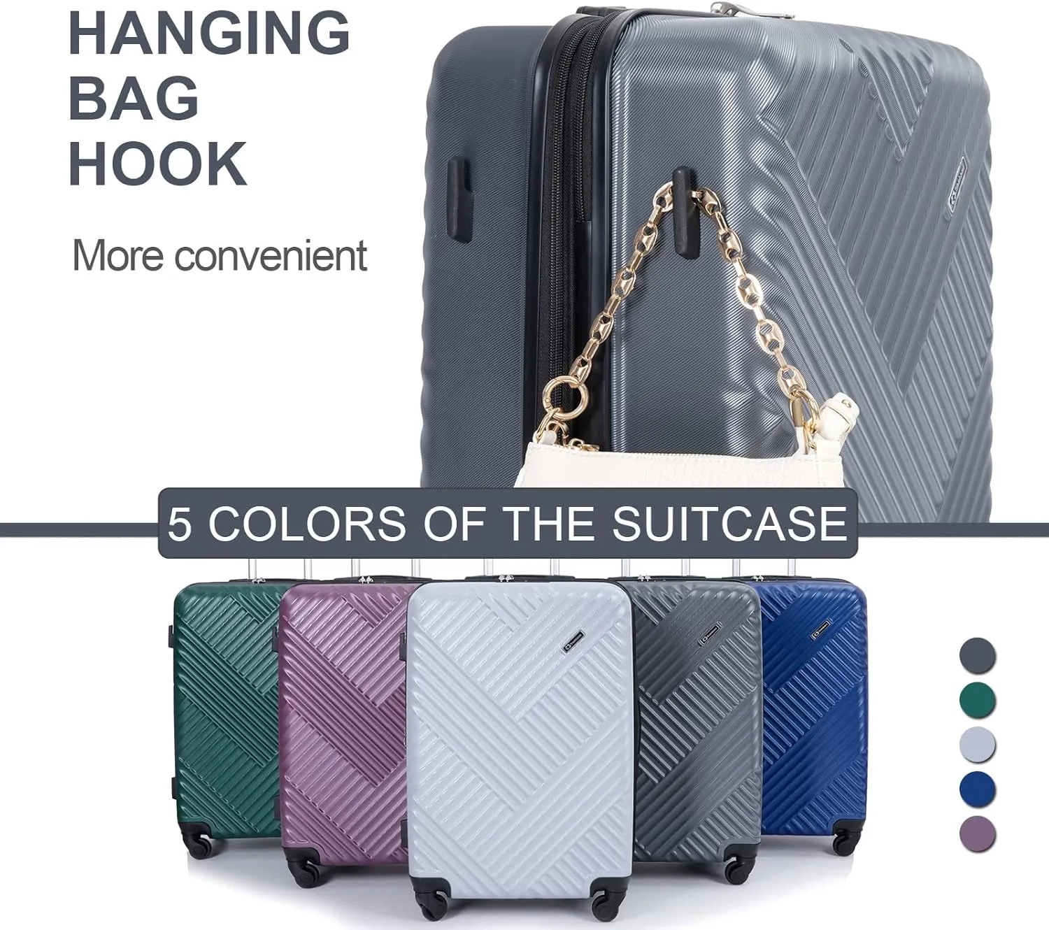 Travelhouse Luggage sets Expandable Suitcase PC 3 Piece Set with Spinner Wheels TSA Lock 21in25in29in (Gray)