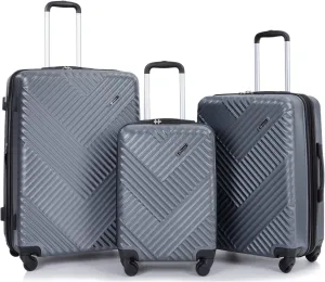 Travelhouse Luggage sets Expandable Suitcase PC 3 Piece Set with Spinner Wheels TSA Lock 21in25in29in (Gray)