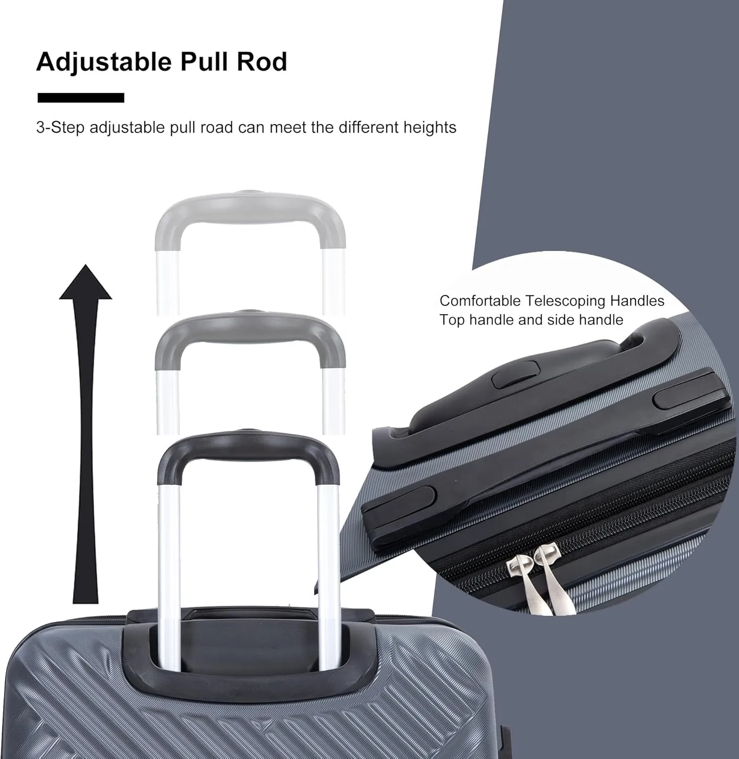Travelhouse Luggage sets Expandable Suitcase PC 3 Piece Set with Spinner Wheels TSA Lock 21in25in29in (Gray)