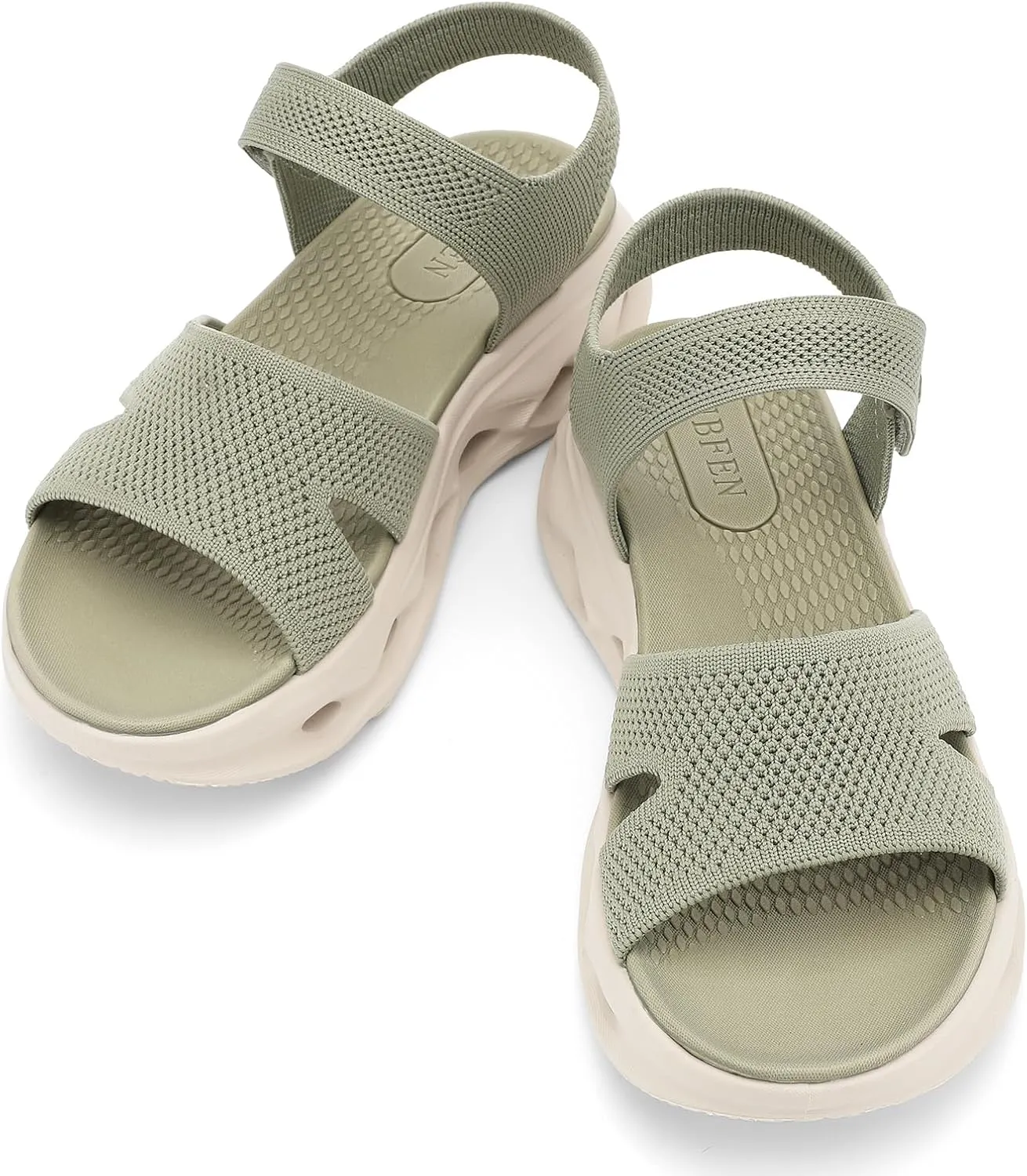 UBFEN Womens Platform Sport Sandals Woven Upper Hook and Loop Strap Non Slip Hollow Cushioned Sole Arch Support Footbed for Walking Hiking Gym Outdoor Comfortable Casual Shoes