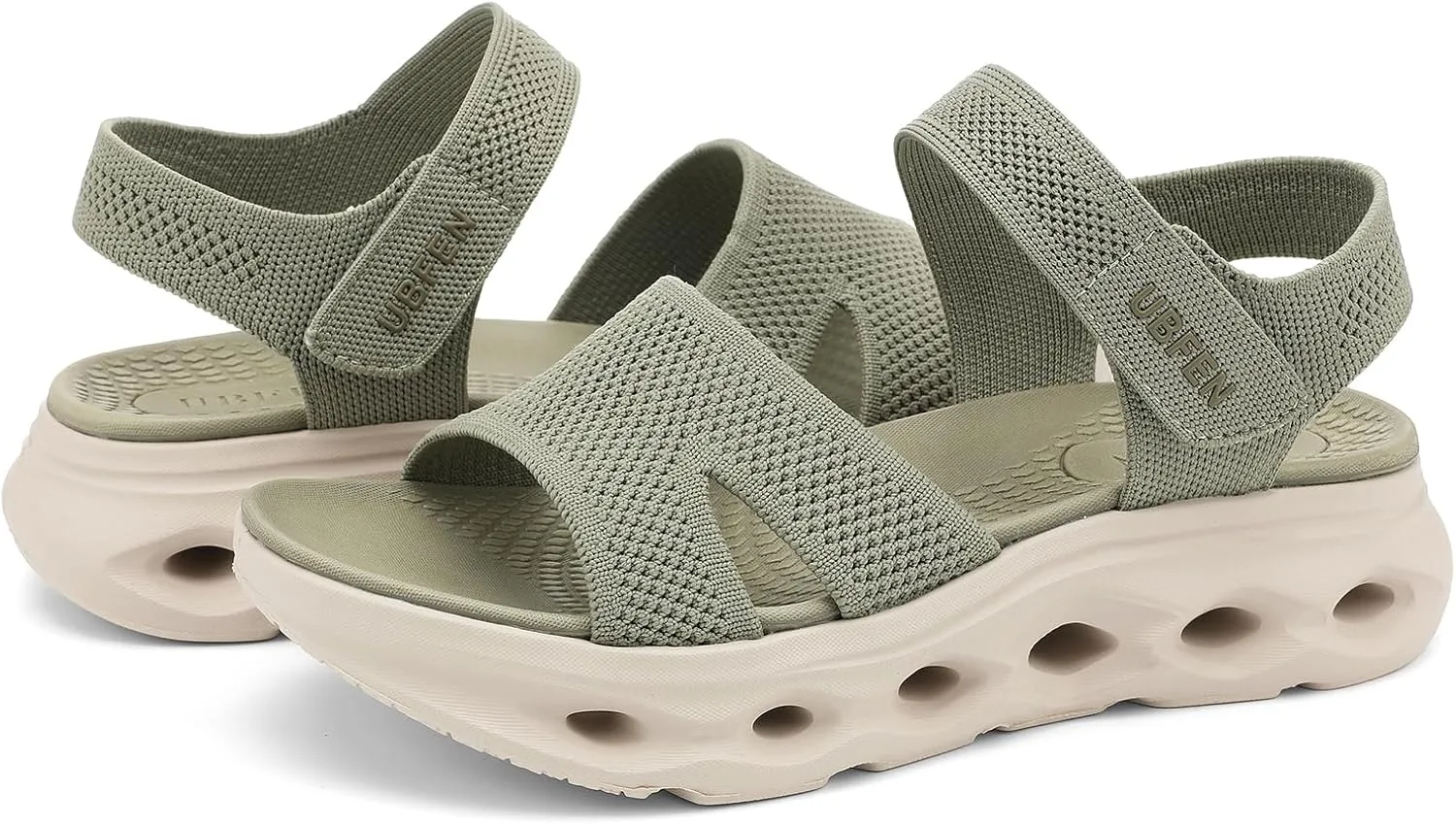 UBFEN Womens Platform Sport Sandals Woven Upper Hook and Loop Strap Non Slip Hollow Cushioned Sole Arch Support Footbed for Walking Hiking Gym Outdoor Comfortable Casual Shoes