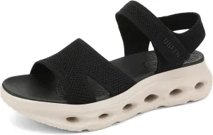 UBFEN Womens Platform Sport Sandals Woven Upper Hook and Loop Strap Non Slip Hollow Cushioned Sole Arch Support Footbed for Walking Hiking Gym Outdoor Comfortable Casual Shoes