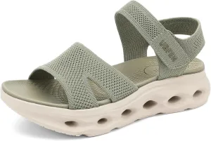UBFEN Womens Platform Sport Sandals Woven Upper Hook and Loop Strap Non Slip Hollow Cushioned Sole Arch Support Footbed for Walking Hiking Gym Outdoor Comfortable Casual Shoes