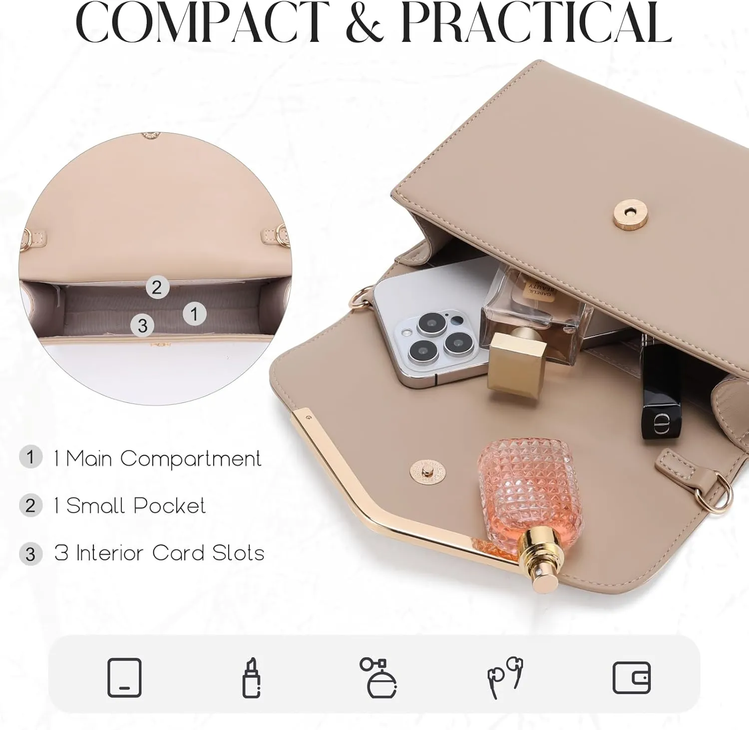 VASCHY Clutch Purse for Women,Fashion Envelope Evening Small Formal Handbag Fold-over Crossbody Shoulder Bag Wedding,Party