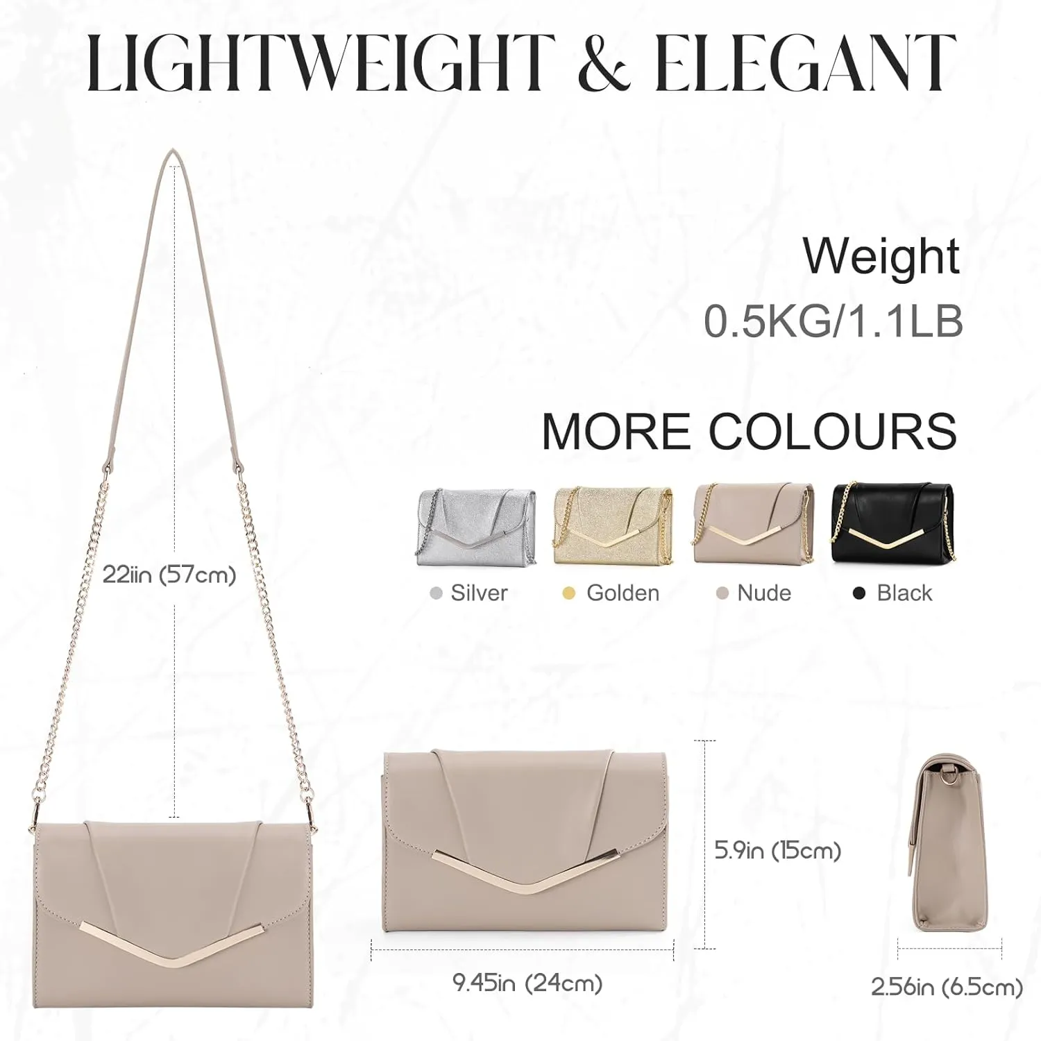 VASCHY Clutch Purse for Women,Fashion Envelope Evening Small Formal Handbag Fold-over Crossbody Shoulder Bag Wedding,Party