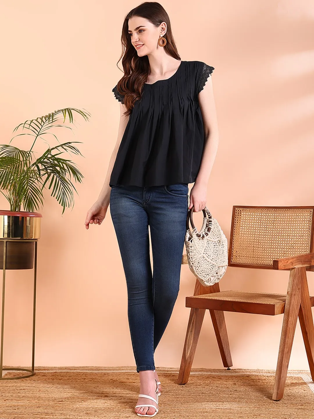 Vibrant Black Tie-Dye Everywhere Top In Soft Rayon