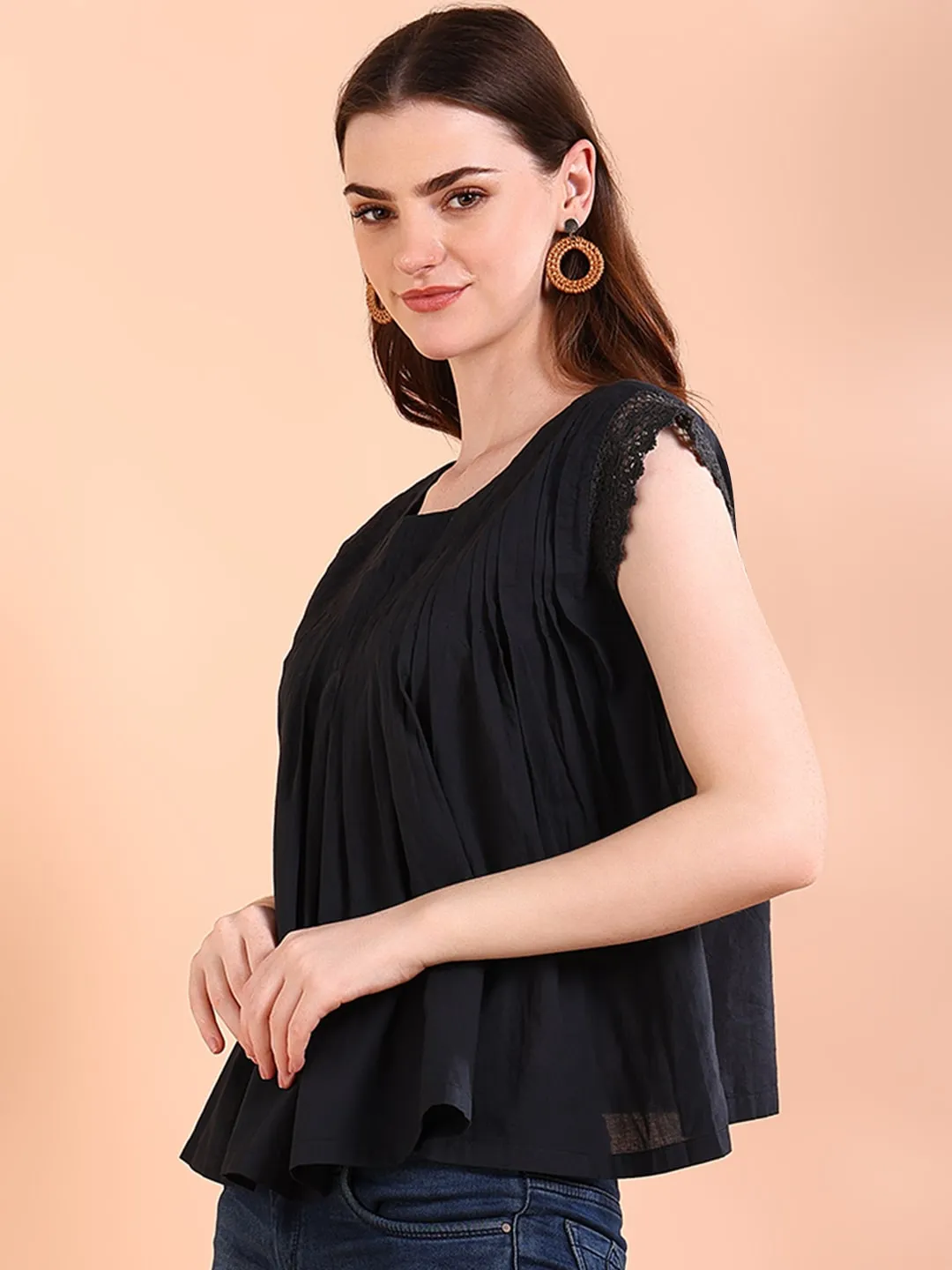 Vibrant Black Tie-Dye Everywhere Top In Soft Rayon