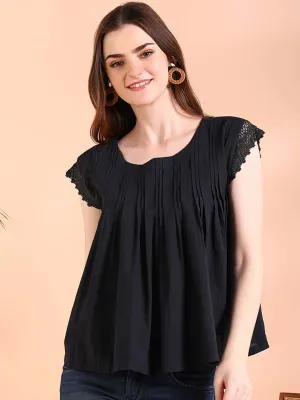 Vibrant Black Tie-Dye Everywhere Top In Soft Rayon