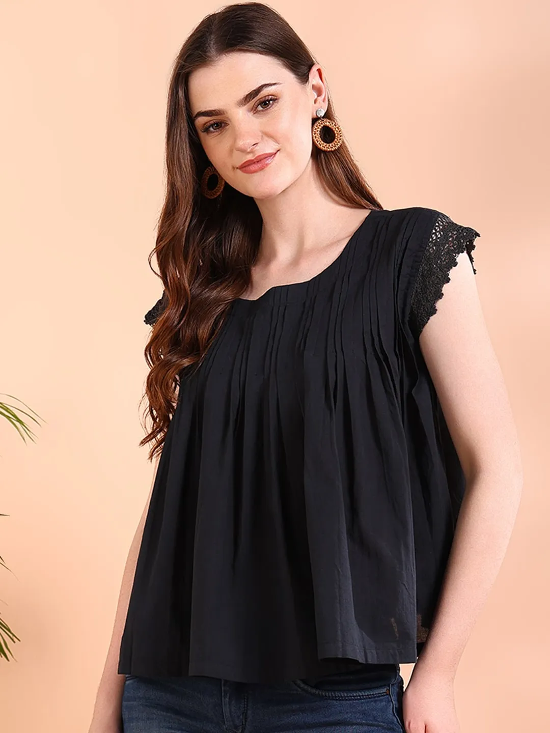 Vibrant Black Tie-Dye Everywhere Top In Soft Rayon
