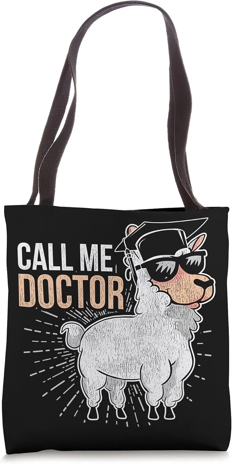 Vintage Ph.D. Doctoral Degree Graduation Lama Call Me Doctor Tote Bag