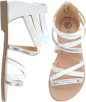 Vonair Girls Gladiator Sandals Cute Strappy Sandals with Zipper Summer Shoes for Little/Big Kids
