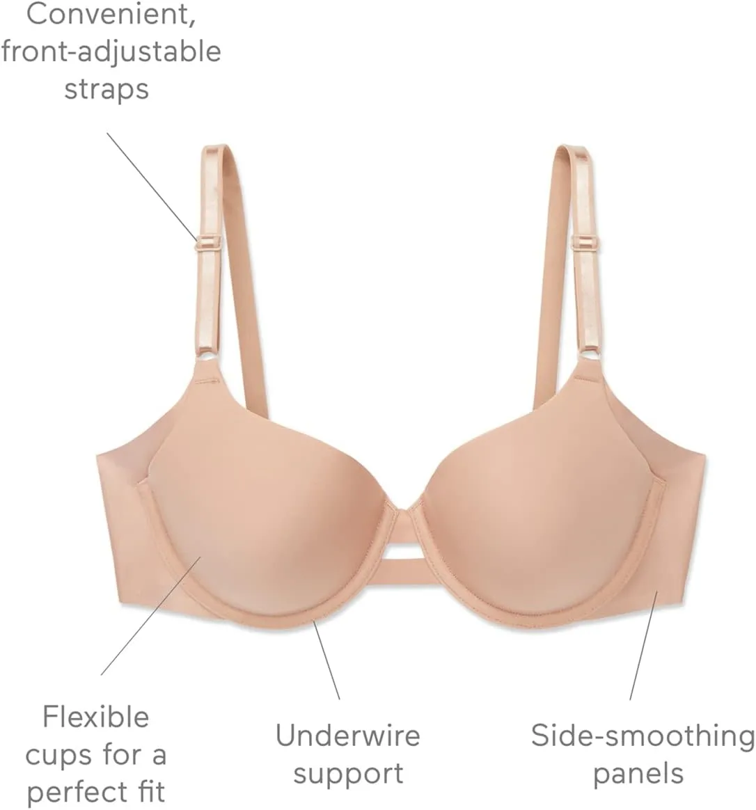 warner's Women's No Side Effects Underarm-Smoothing Comfort Underwire Lightly Lined T-Shirt Bra 1356