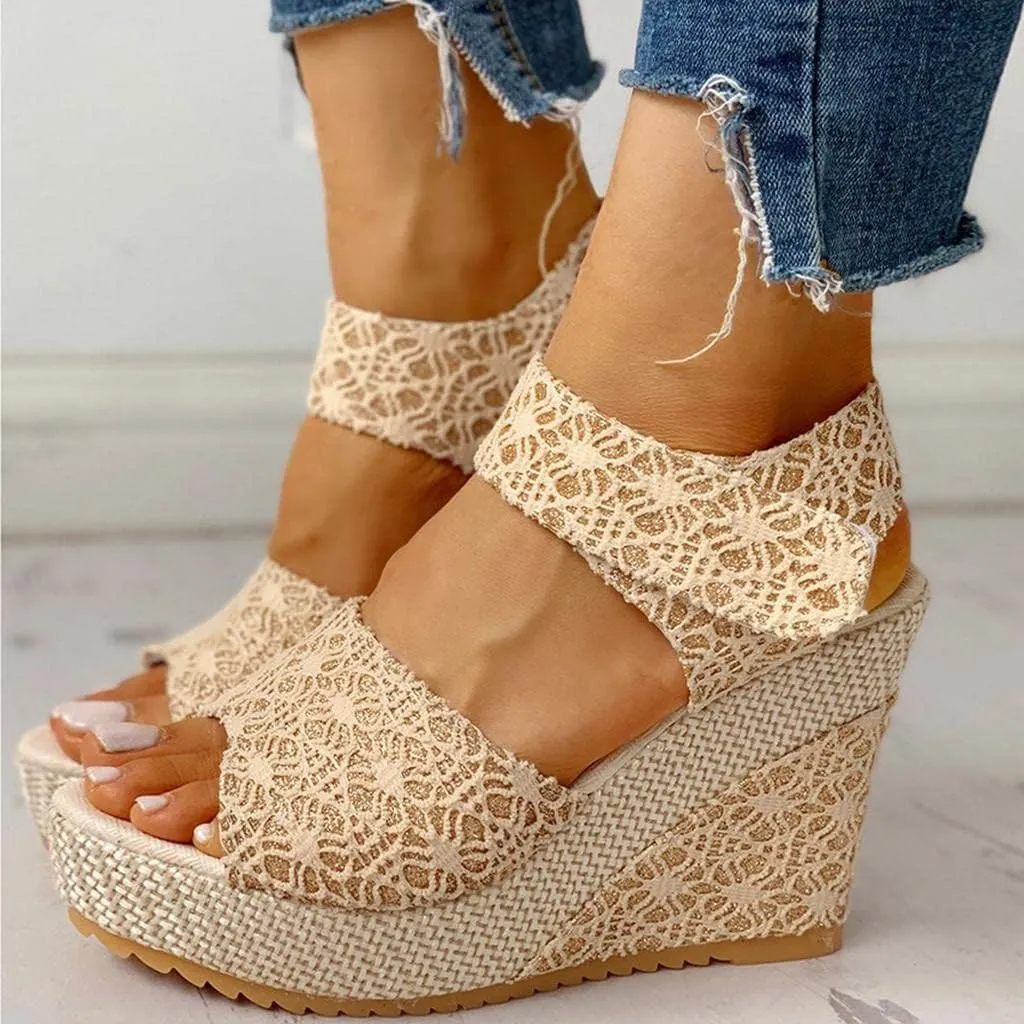 Wedge Sandal for Women Ankle Strap Flatform Arch Support Fish Mouth Toe Shoes Platform Espadrilles Waterproof Chunky Open