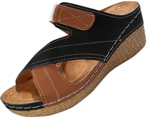 Wedge Sandals For Women Orthopedic Damping Sole Slippers Comfortable Walking Slides Lightweight Casual Sandal Dressy Summer Platform Slippers with Arch Support