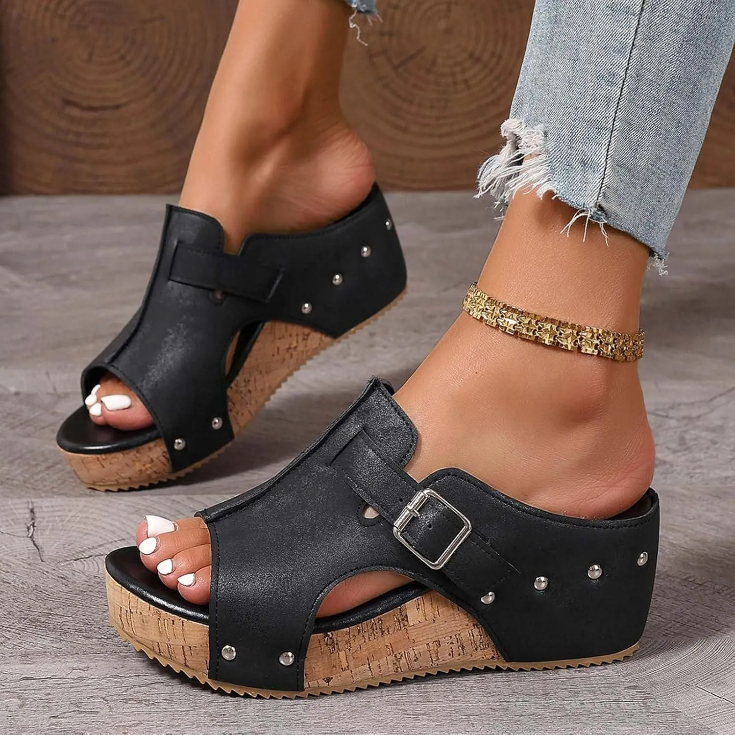 Wedge Sandals For Women Platform 2025 Open Toe Orthopedic Sandal Casual Dressy Brown Summer Peach Chunky High Heel Lightweight Casual Dress Retro Black Comfort Shoes