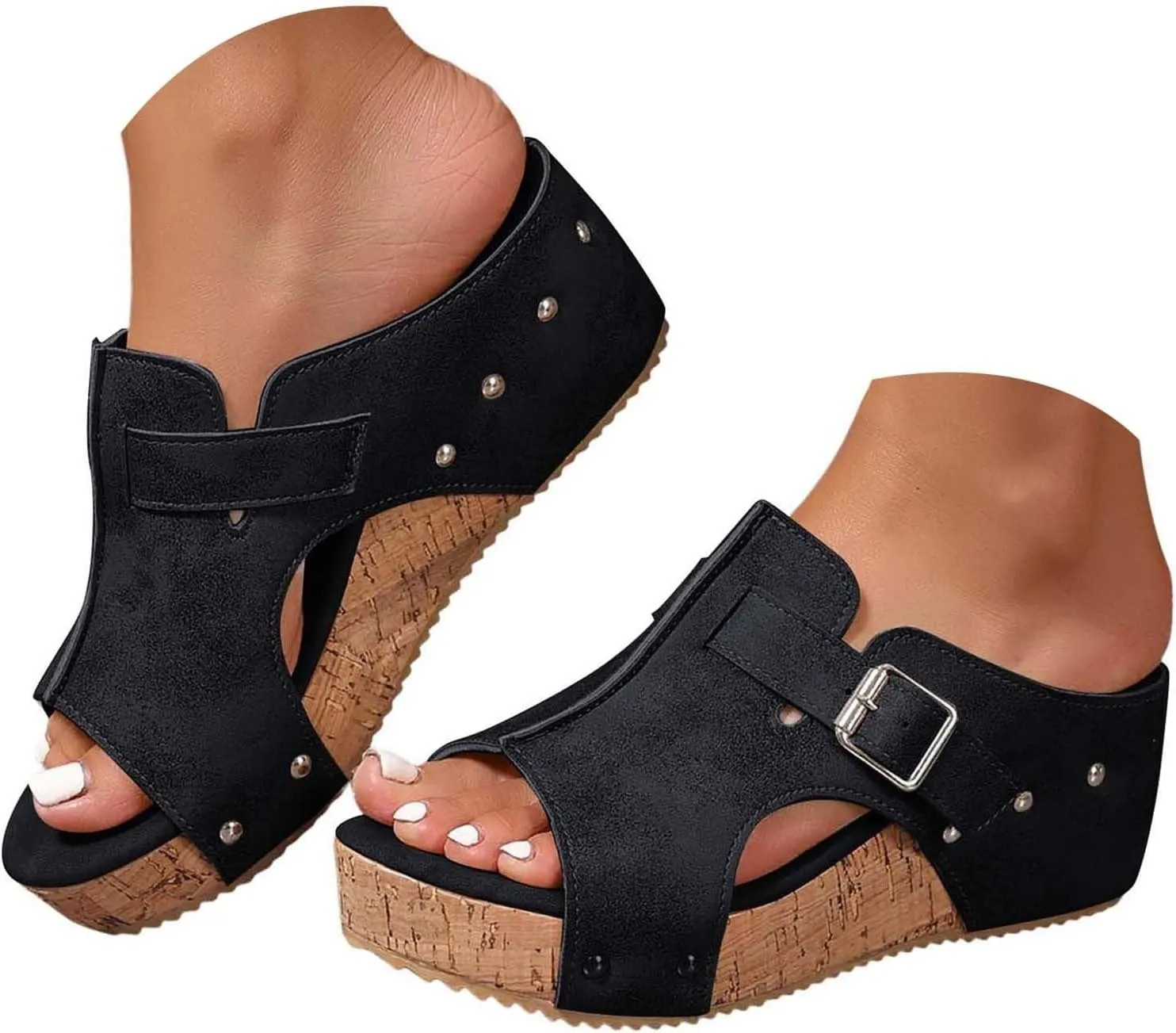 Wedge Sandals For Women Platform 2025 Open Toe Orthopedic Sandal Casual Dressy Brown Summer Peach Chunky High Heel Lightweight Casual Dress Retro Black Comfort Shoes