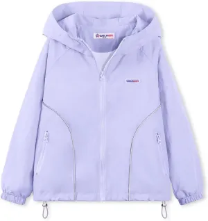 WELAKEN Girls Lightweight Jacket Water-Resistant Windbreaker Hooded Rain Coats with Pockets