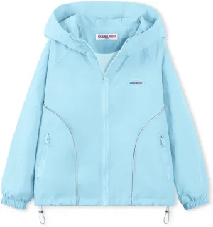 WELAKEN Girls Lightweight Jacket Water-Resistant Windbreaker Hooded Rain Coats with Pockets