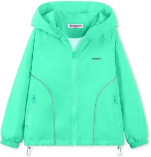 WELAKEN Girls Lightweight Jacket Water-Resistant Windbreaker Hooded Rain Coats with Pockets