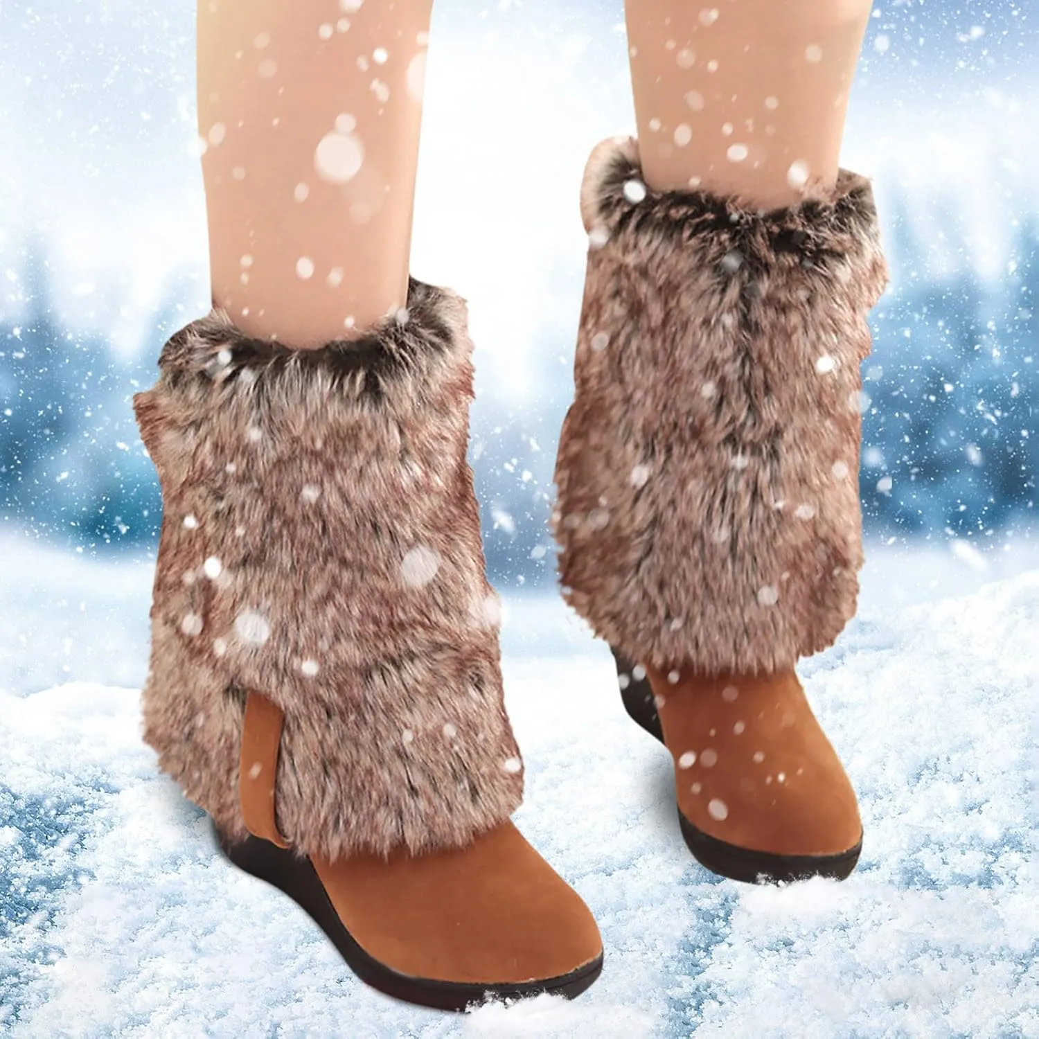 Winter Boots for Women Snow Boots for Women Comfortable Flock Fall and Winter Warm Snow Long Boots Knee High Shoes
