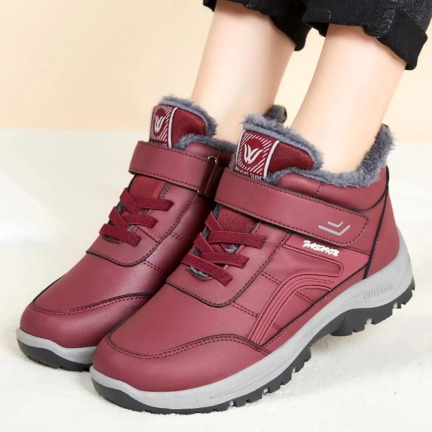 Winter Snow Boots for Women Extra Wide Calf Women's Slip on Work Boots Waterproof Womens Winter Warm Knee High Down Snow Boots Waterproof Zapatos De Nieve Para Mujer Botas De Trabajo Para Nieve