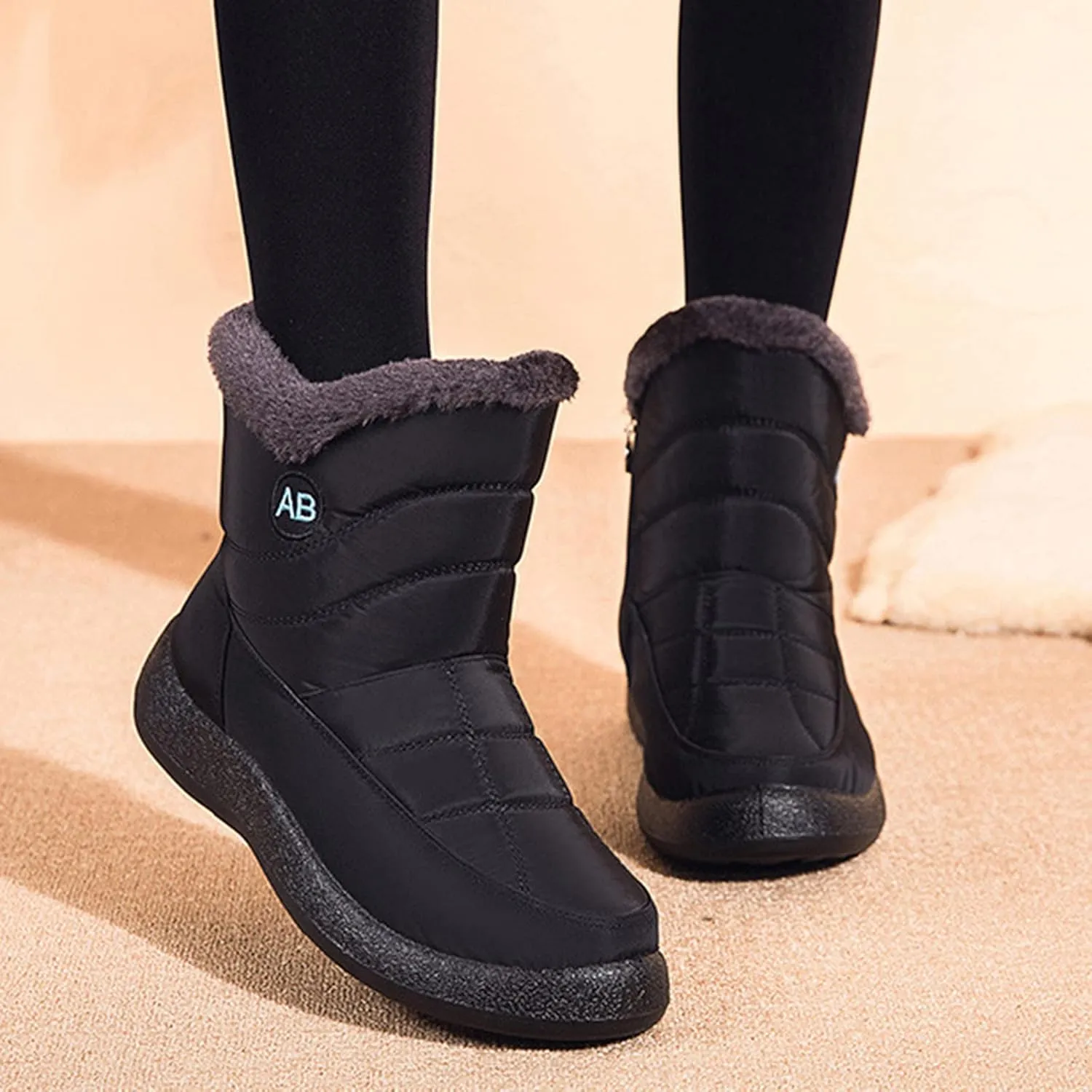 Winter Snow Boots for Women Snow Boots for Women Womens Winter Boots Waterproof Cloth Comfortable Side Zipper Boots