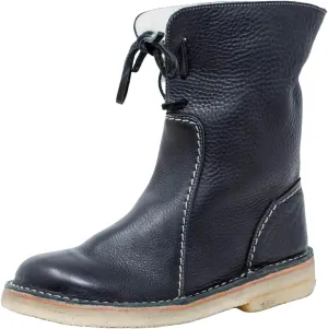 Winter Snow Boots for Women Vintage Suede Low Heel Round Toe Boot Cuffed Plush Lined Boots Slip On Mid Calf Chunky Warm Shoes Waterproof Classic Outdoor Comfortable Boots
