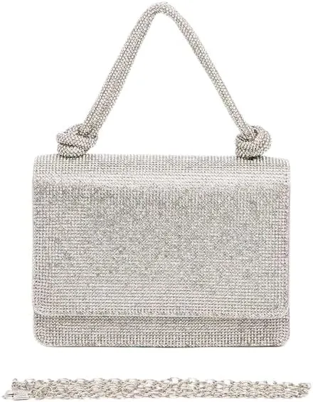 women Elegant Rhinestone Top Handle Clutch Bag  Small Bridal Party Purse brides, bridesmaids, or evening partygoers