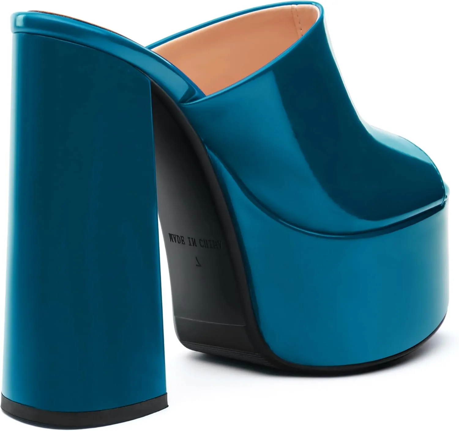 Women's 6 Inch Platform Heels Slip On Mules Sandals Open Peep Toe Sexy Chunky High Block Heels for Club Party Dressy Shoes