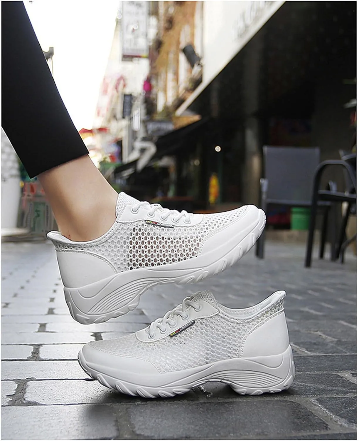 Women's Chunky Platform Comfort Orthopedic Wedge Walking Shoes Breathable Mesh Lace Up Lug Sole Casual Non-Slip Running Shoes
