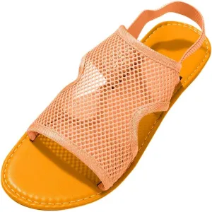 Women's Flat 2025 Comfortable Dressy Breathable Hollow Mesh Slide Sandals Summer Casual Fashion Walking Beach Slippers